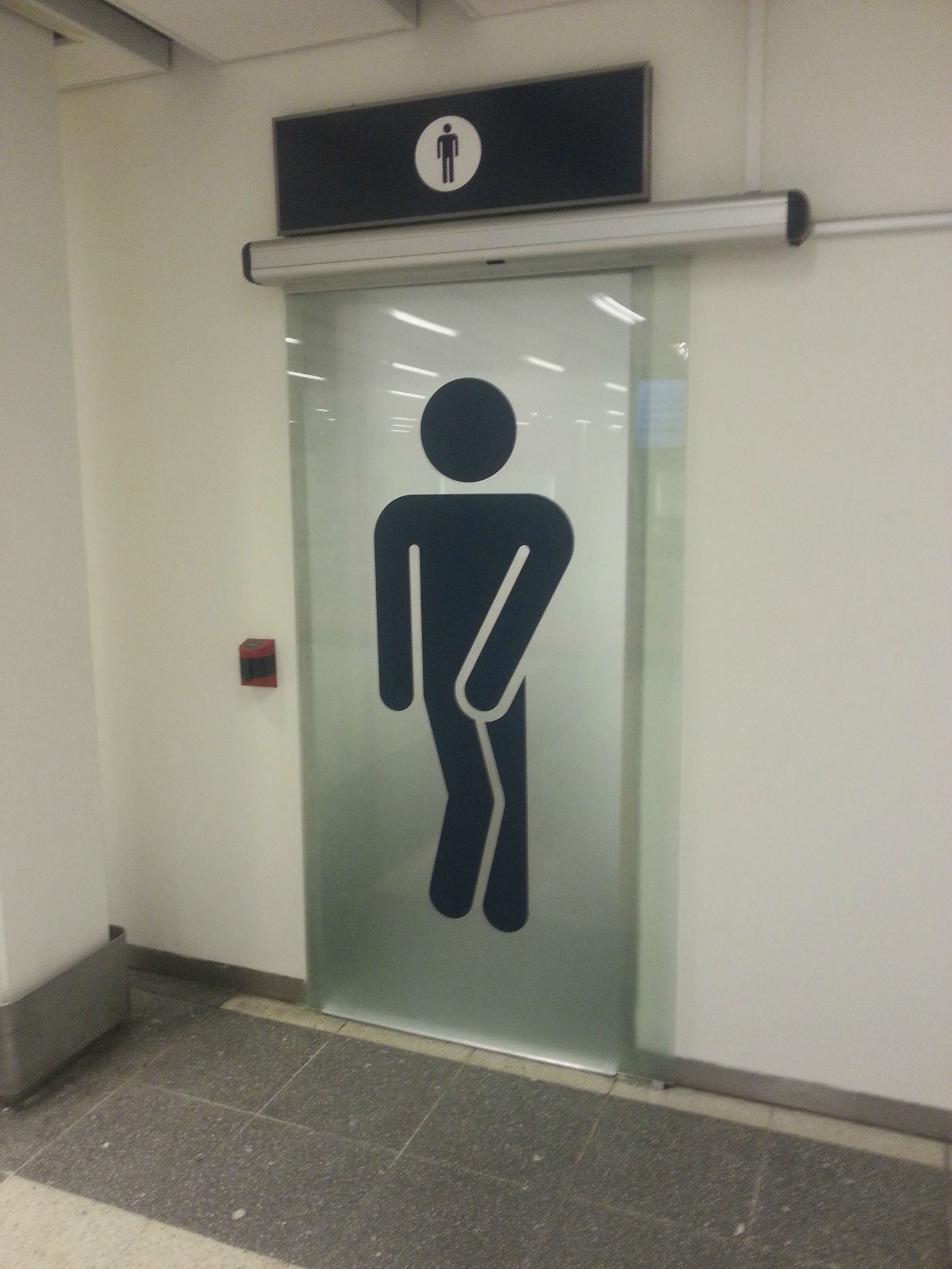 Toilet door at Bergen Airport, Norway