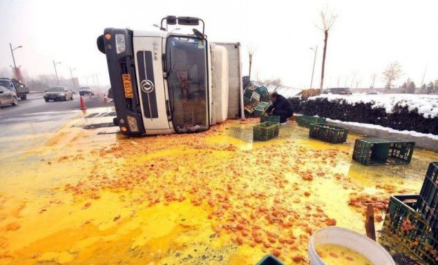 What it looks like if you crash a truck load of eggs
