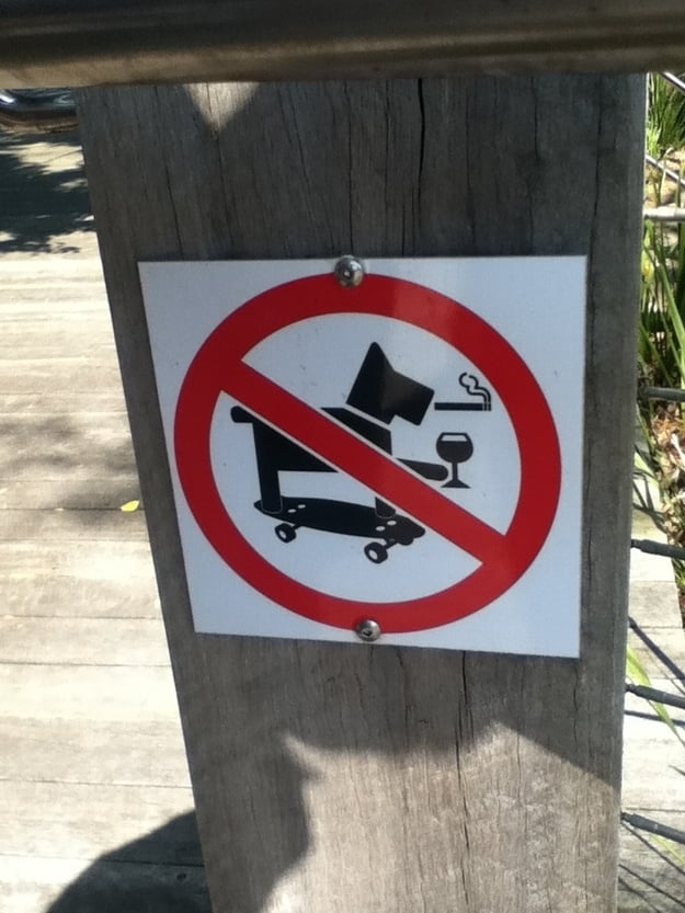 Definately no dogs riding skateboards whilst smoking & drinking