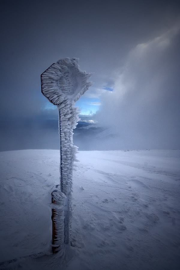 Frozen Stop Sign in Russia