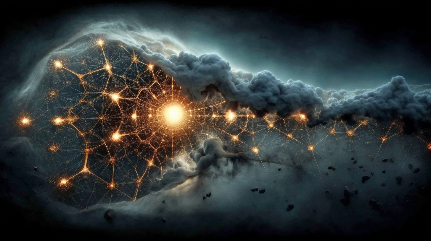 Conceptual illustration showing how a small minority signal expands through a connected network, shaping perception and visibility